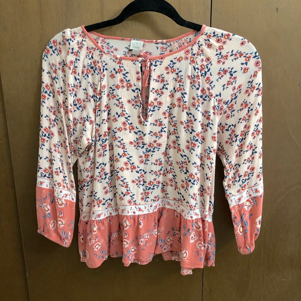 Loft xs peplum pink blouse